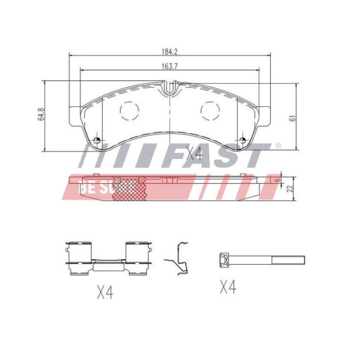 Bremsbelagsatz Scheibenbremse Fast FT29153 für Iveco Hinterachse