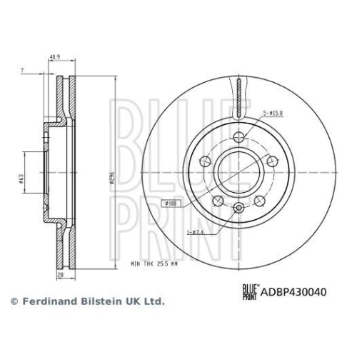 Bremsscheibe Blue Print ADBP430040 für Volvo Vorderachse