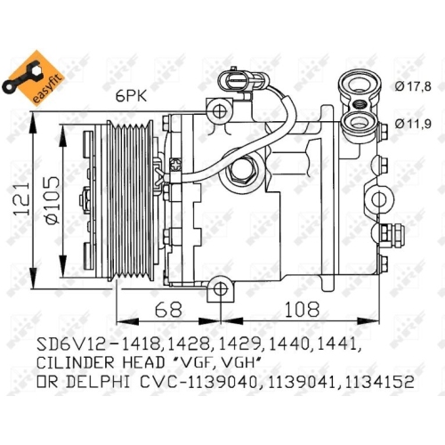 Kompressor Klimaanlage Nrf 32172 Easy Fit für Opel Vauxhall General Motors