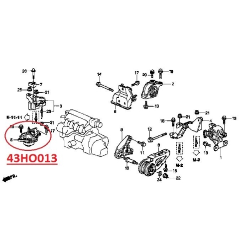 Lagerung Motor Red-line 43HO013 für Honda Rechts