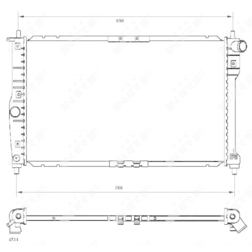 Kühler Motorkühlung Nrf 53253 für Daewoo