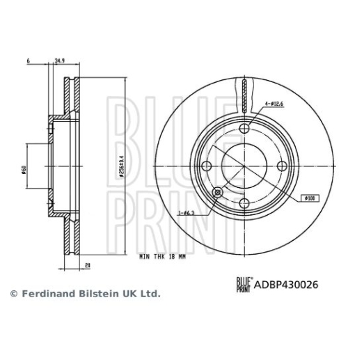 Blue Print 2X Bremsscheibe Vorderachse für Opel Vauxhall