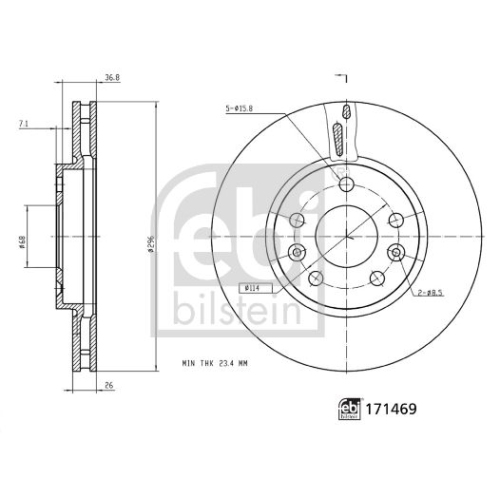 Febi Blistein 2X Bremsscheibe für Mercedes Benz Nissan Renault