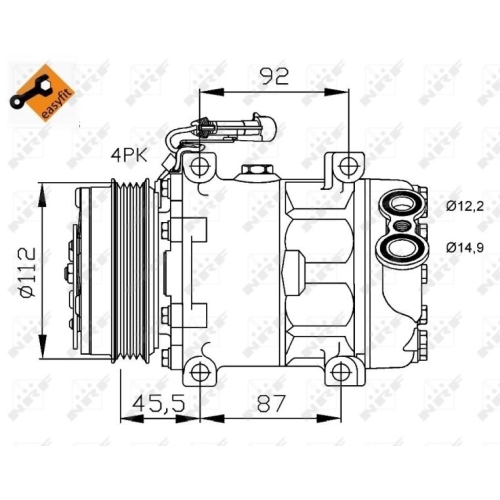 Kompressor Klimaanlage Nrf 32701 Easy Fit für Citroën Fiat Iveco Peugeot