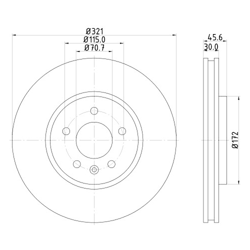 Hella Pagid 1X Bremsscheibe Pro High Carbon für Opel Vauxhall