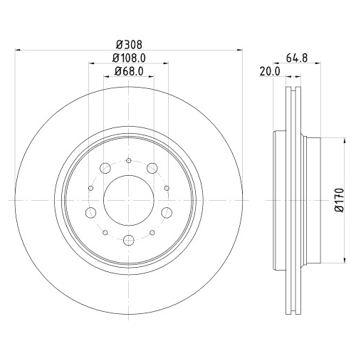 Hella Pagid 2X Bremsscheibe Hinterachse Pro für Volvo