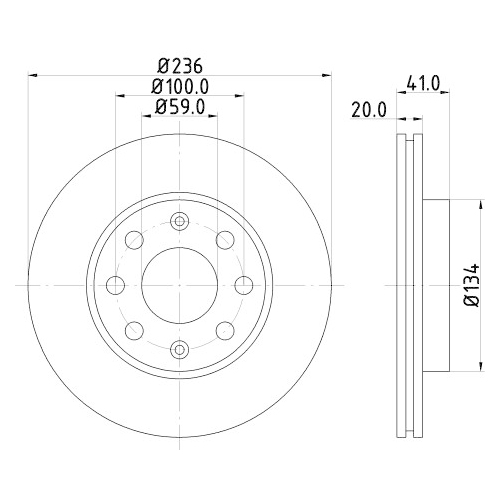 Hella Pagid 2X Bremsscheibe Vorderachse für Chevrolet