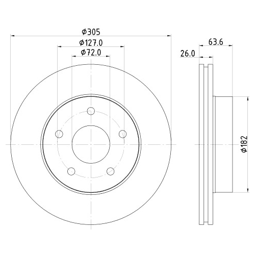 Hella Pagid 2X Bremsscheibe Vorderachse für Jeep