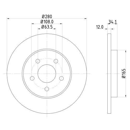 Hella Pagid 2X Bremsscheibe Hinterachse Pro für Ford Jaguar