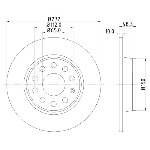 Hella Pagid 2X Bremsscheibe Pro für Audi Ford Seat Skoda VW