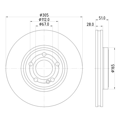 Hella Pagid 2X Bremsscheibe Pro High Carbon für Mercedes Benz