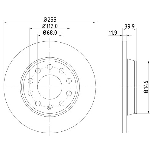 Hella Pagid 2X Bremsscheibe Hinterachse Pro für Audi Seat Skoda VW