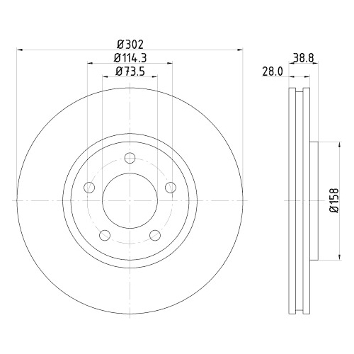 Hella Pagid 2X Bremsscheibe Pro High Carbon für Chrysler Dodge