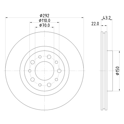 Hella Pagid 2X Bremsscheibe Hinterachse Pro für Alfa Romeo