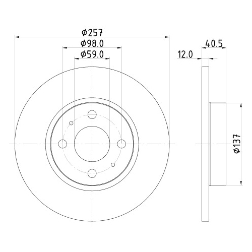 Hella Pagid 2X Bremsscheibe Vorderachse Pro für Fiat