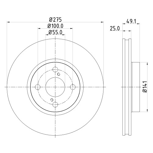 Hella Pagid 2X Bremsscheibe Vorderachse Pro für Toyota