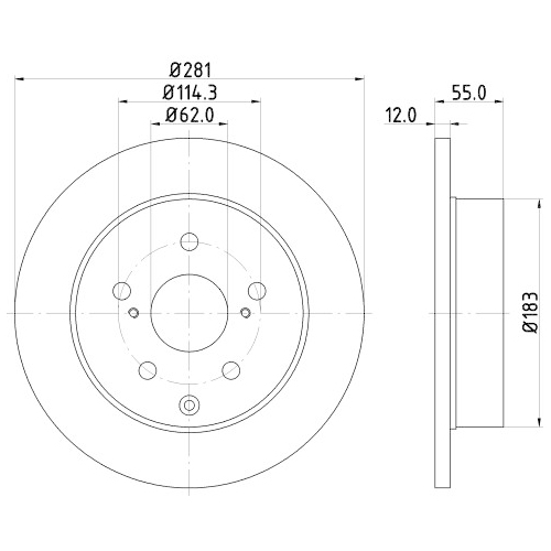 Hella Pagid 2X Bremsscheibe Hinterachse Pro für Toyota