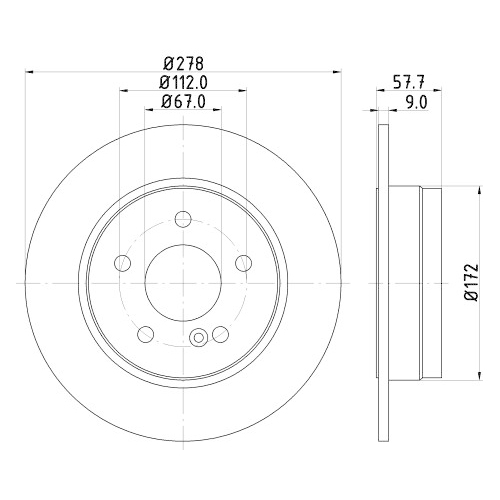 Hella Pagid 2X Bremsscheibe Pro für Mercedes Benz