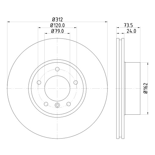 Bremsscheibe Hella Pagid 8DD 355 115-381 Pro für Bmw Vorderachse