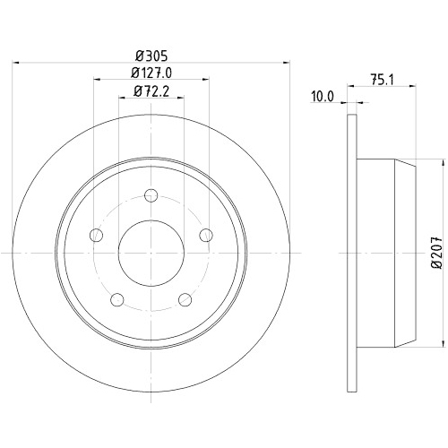 Hella Pagid 2X Bremsscheibe Hinterachse für Jeep