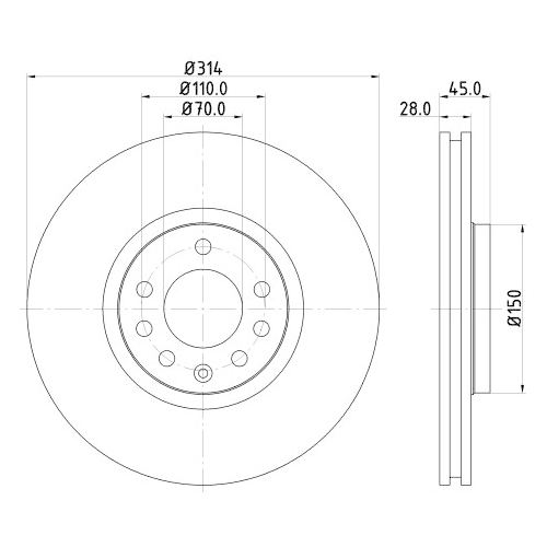 Hella Pagid 2X Bremsscheibe Pro High Carbon für Opel Saab Vauxhall