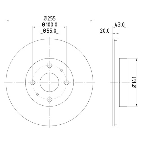 Hella Pagid 2X Bremsscheibe Vorderachse Pro für Toyota Geely Englon