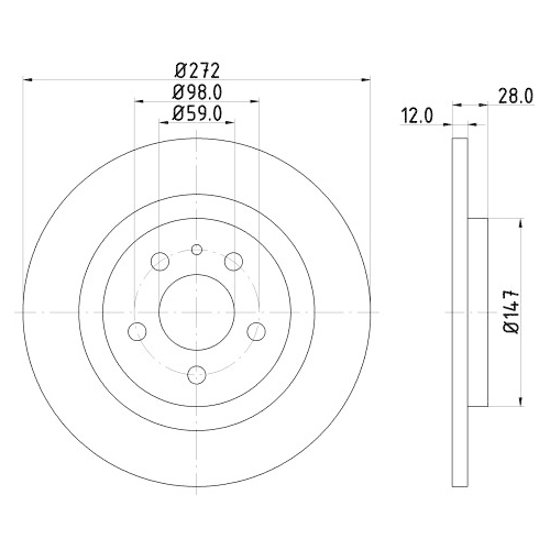 Hella Pagid 2X Bremsscheibe Pro für Citroën Fiat Lancia Peugeot