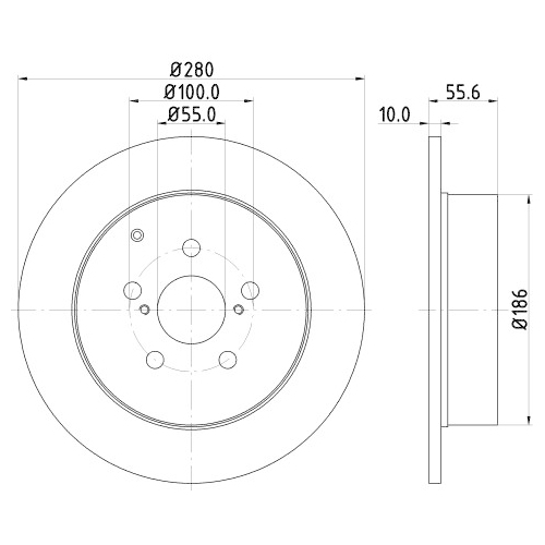 Hella Pagid 2X Bremsscheibe Hinterachse Pro für Toyota