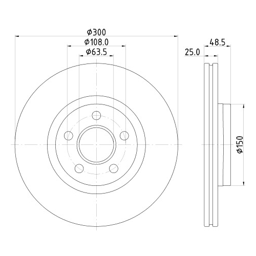 Hella Pagid 2X Bremsscheibe Vorderachse Pro für Ford