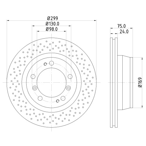 Hella Pagid 2X Bremsscheibe Hinterachse Pro High Carbon für Porsche