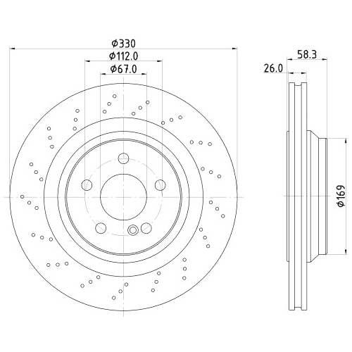 Hella Pagid 2X Bremsscheibe für Mercedes Benz