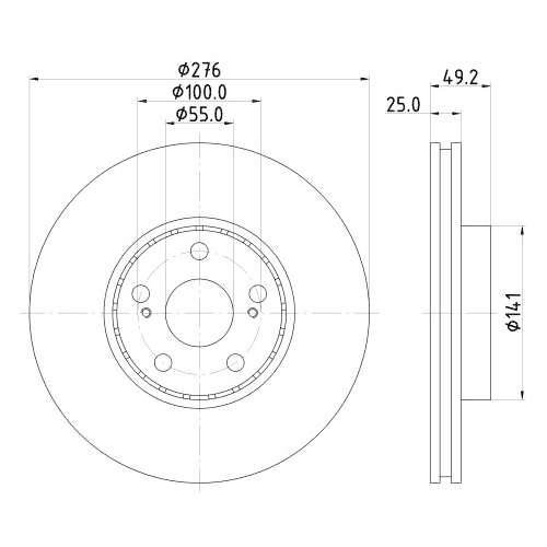 Hella Pagid 2X Bremsscheibe Vorderachse Pro für Toyota