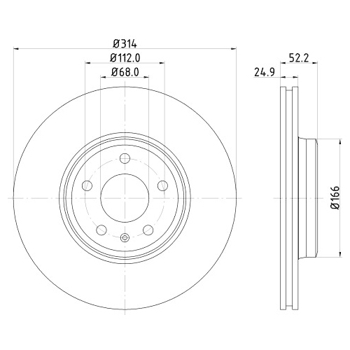 Hella Pagid 2X Bremsscheibe Pro für Audi Seat Skoda VW Audi (faw)