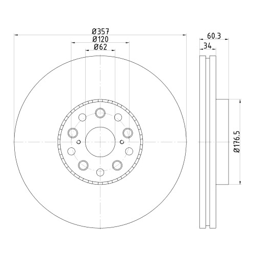 Hella Pagid 1X Bremsscheibe Vorderachse Pro für Lexus Links