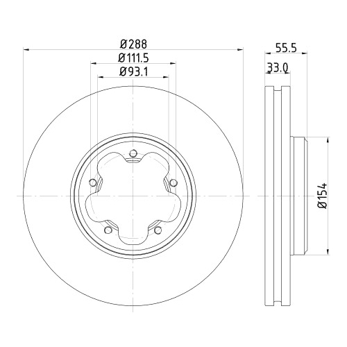 Hella Pagid 1X Bremsscheibe Vorderachse für Ford