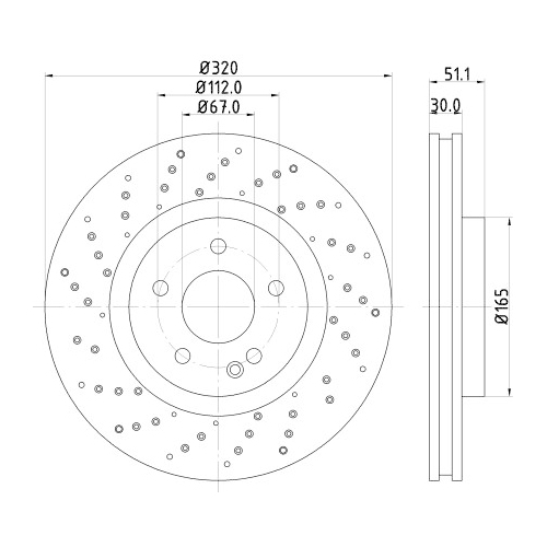 Hella Pagid 2X Bremsscheibe Pro für Mercedes Benz