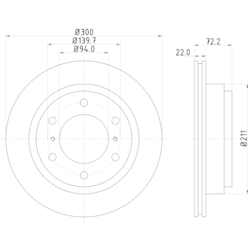 Hella Pagid 2X Bremsscheibe Hinterachse Pro für Mitsubishi