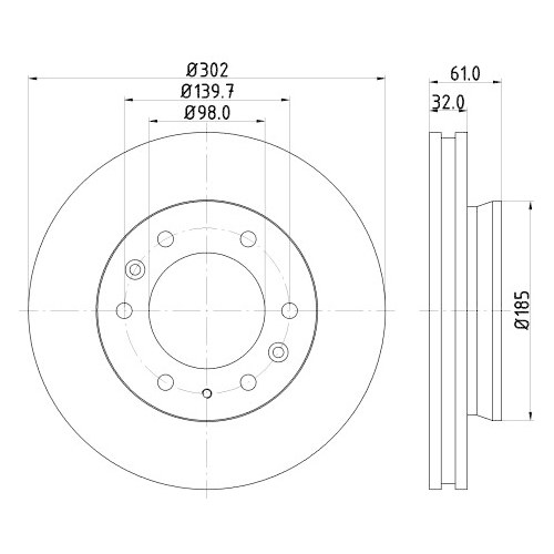 Hella Pagid 1X Bremsscheibe Vorderachse Pro für Ford Mazda