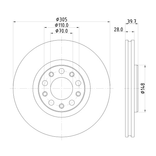 Hella Pagid 2X Bremsscheibe Pro für Fiat Jeep Jeep (gac Fca)