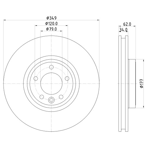 Hella Pagid 1X Bremsscheibe Vorderachse Pro Hc für Land Rover