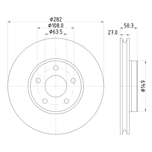 Hella Pagid 2X Bremsscheibe Vorderachse Pro High Carbon für Ford