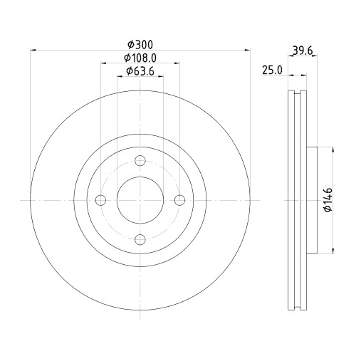 Hella Pagid 2X Bremsscheibe Vorderachse Pro für Ford