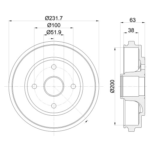 Tamburo Freno Hella Pagid 8DT 355 301-031 per Opel Assale Posteriore