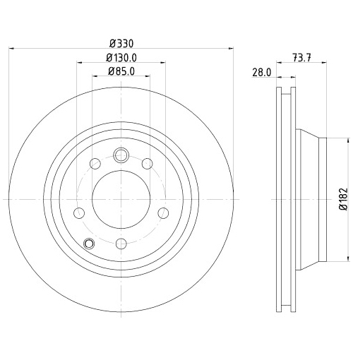 Hella Pagid 2X Bremsscheibe Pro für Audi Porsche Seat Skoda VW