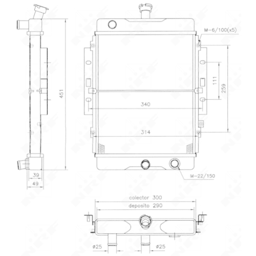 Kühler Motorkühlung Nrf 52123 für Daihatsu Innocenti Piaggio