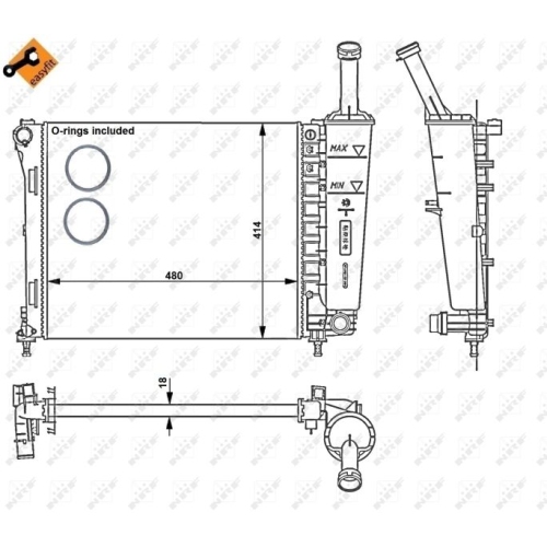 Kühler Motorkühlung Nrf 53526 Easy Fit für Fiat Ford