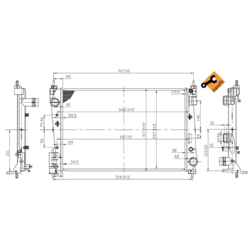 Kühler Motorkühlung Nrf 53455 Easy Fit für Fiat Opel Vauxhall