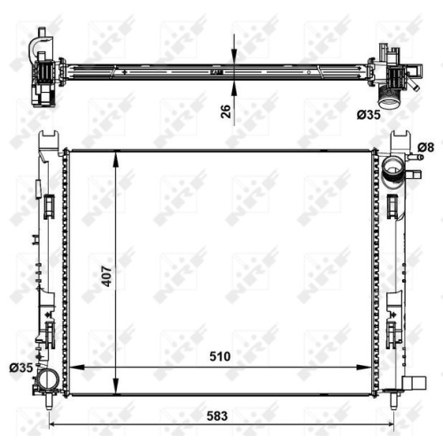 Kühler Motorkühlung Nrf 58443 für Lada Renault Dacia