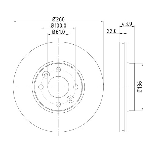 Hella Pagid 2X Bremsscheibe Pro High Carbon für Nissan Renault