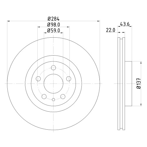 Hella Pagid 2X Bremsscheibe Pro für Alfa Romeo Fiat Lancia Opel